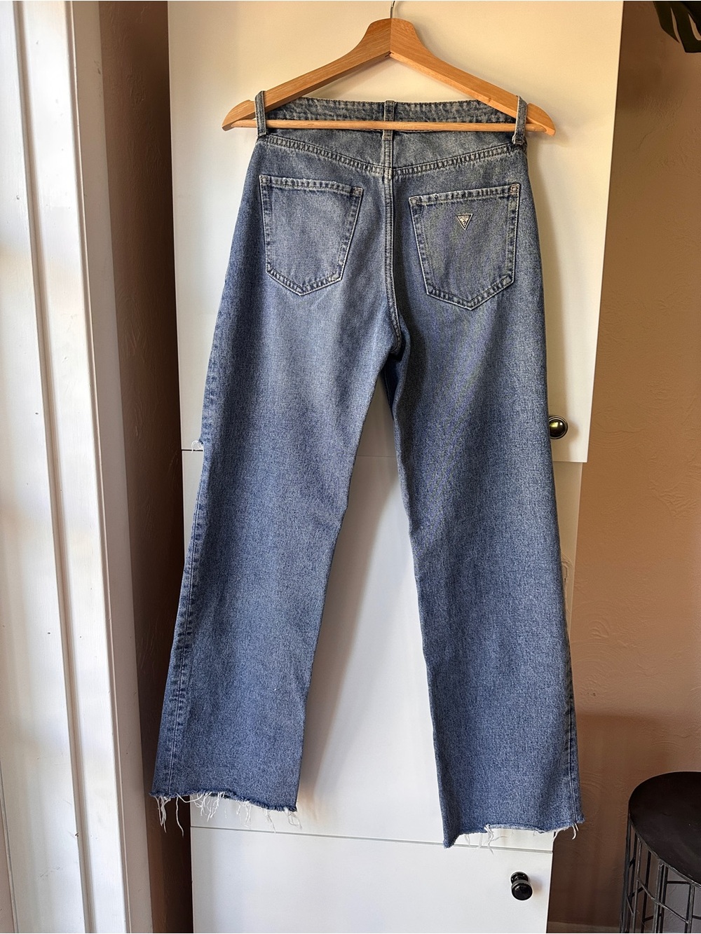 GUESS Distressed High Rise Straight-Leg Jeans - Picture 3 of 4